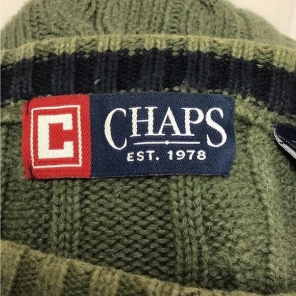 Chaps Vintage Mens Long Sleeve Crew Neck Cable-knit Sweater, Green, size L - Picture 5 of 8
